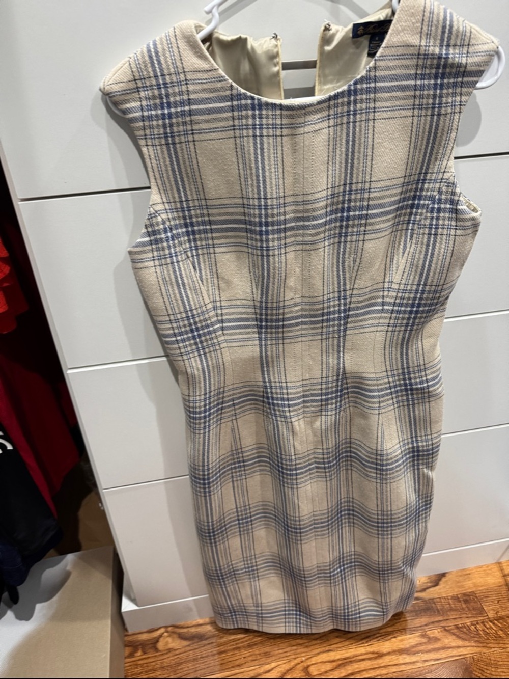Brooks Brothers Beige Dress with Blue Plaid